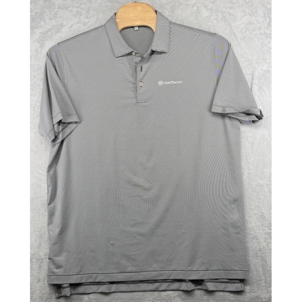 Peter Millar Summer Comfort Striped Golf Polo Shirt Grant Thornton Logo Men's XL